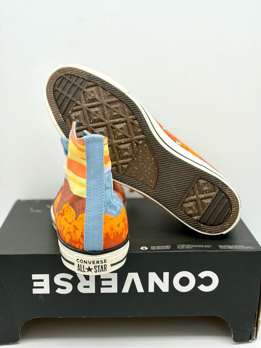Converse High-Top Sneakers in Orange, Blue & Yellow Graphic - Picture 7 of 10